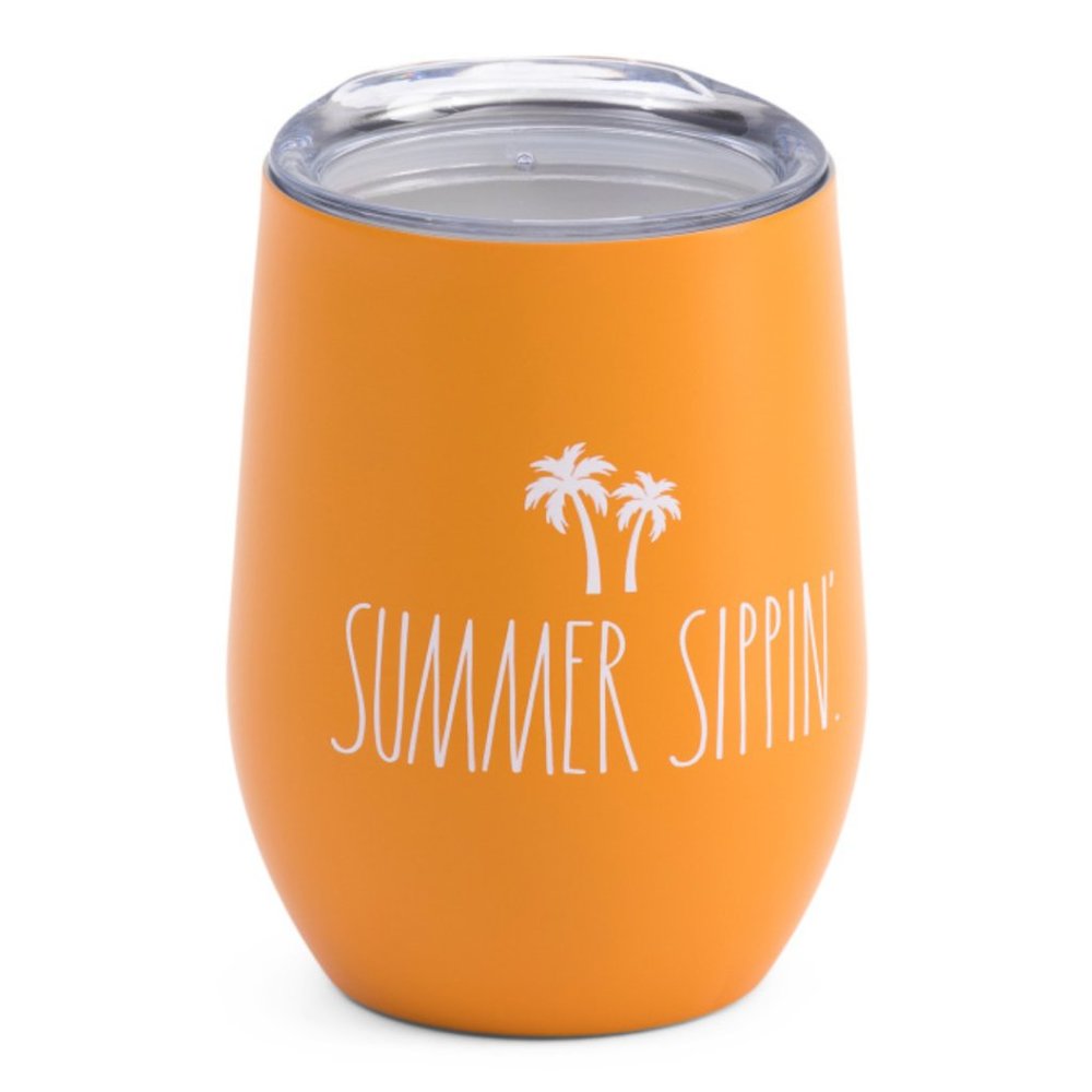 RAE DUNN Stainless Steel Summer Sippin Stemless Wine Glass Tumbler